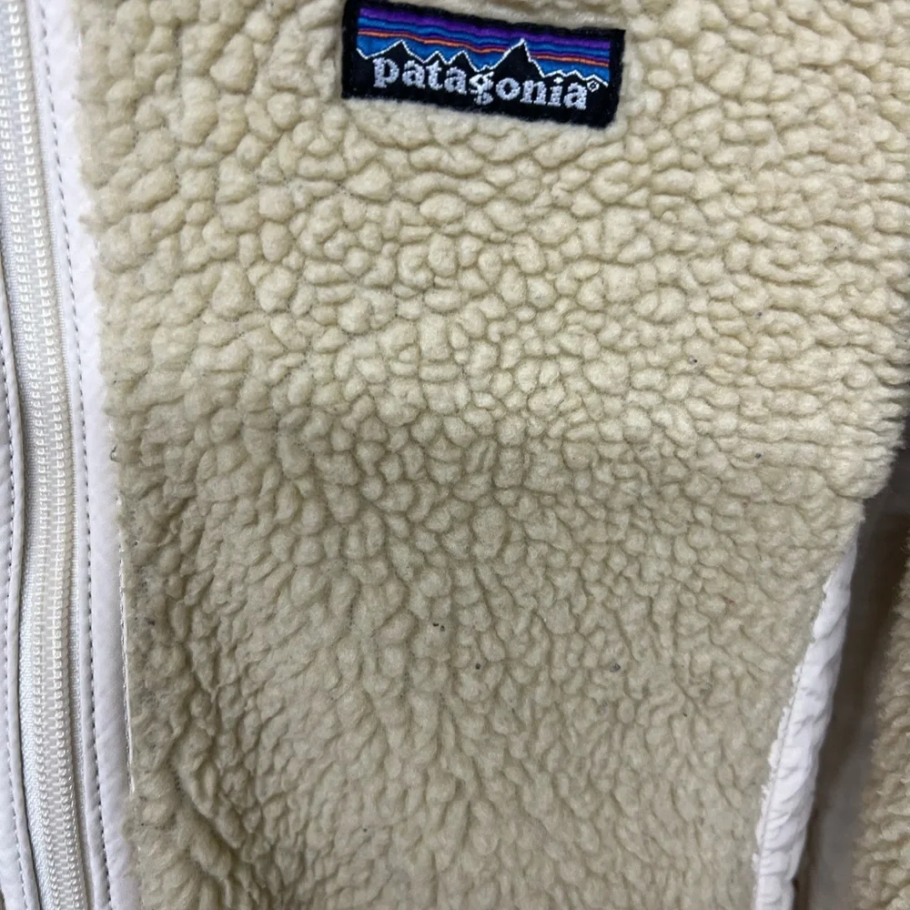 Patagonia Woman Jacket Sherpa Fleece Size Small Cream Retro